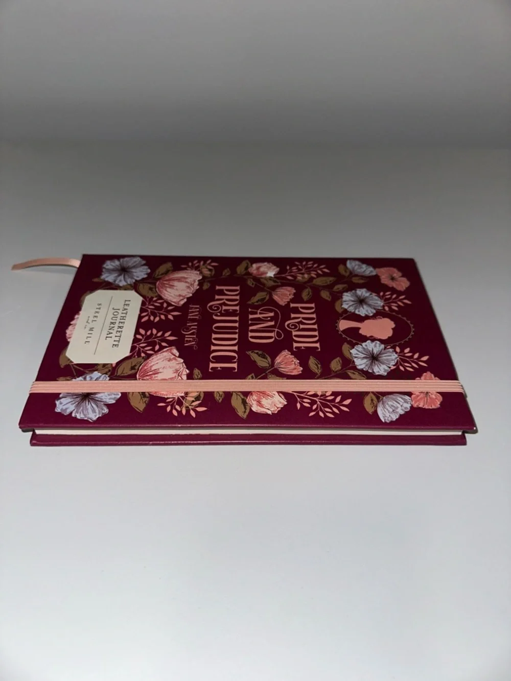 Steel Mill Burgundy Floral Pride & Prejudice Book Club Elastic Cord Journal